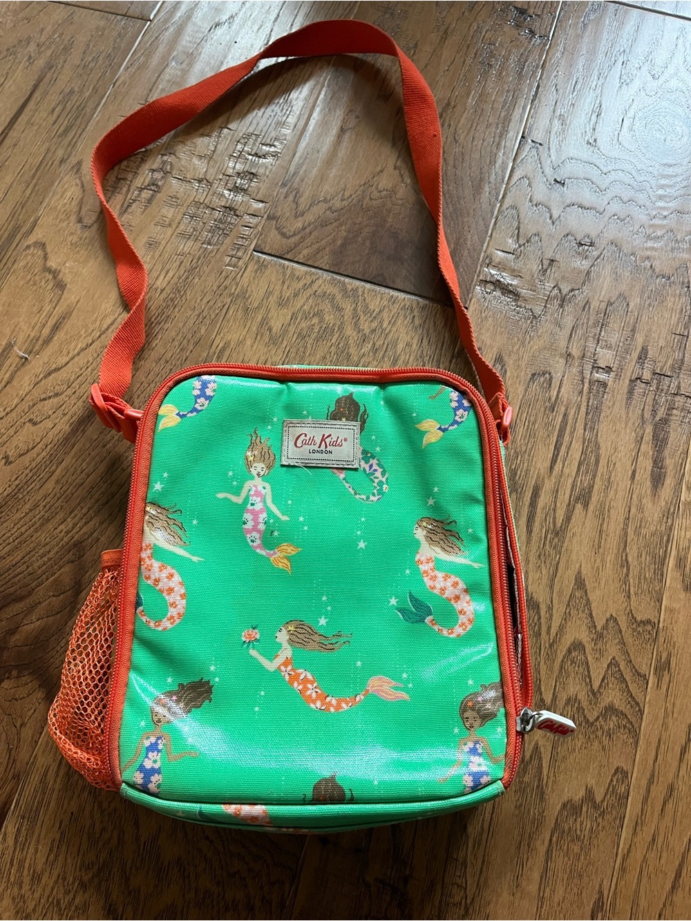 Cath Kidston Green Mermaid Crossbody Lunch Bag with Orange Trim